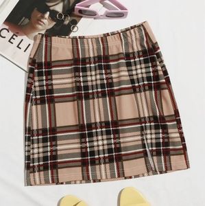 2/$10🌸 Bodycon tartan mini skirt with slit